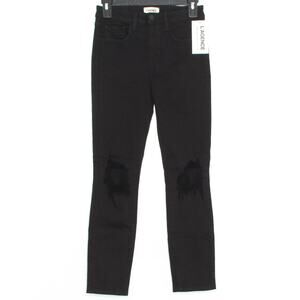 NWT L'agence Womens Jeans Skinny Distressed Zip Fly Black Size 25 GH